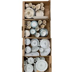 Quantity of Noritake china including Keltcraft together with Royal Albert etc. together with linen and plated cutlery in five boxes