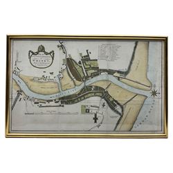 L Charlton (British 18th century): 'Plan of the Town and Harbour of Whitby', 18th century engraved map with hand-colouring pub. c1778, 28cm x 48cm