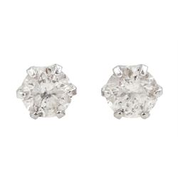 Pair of 18ct white gold round brilliant cut diamond stud earrings, total diamond weight 0.20 carat