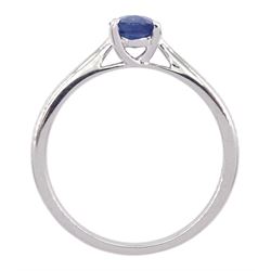 18ct white gold single stone oval sapphire ring, hallmarked, sapphire approx 0.80 carat