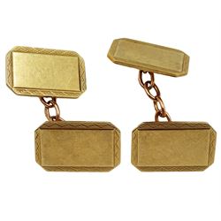 Pair of 9ct gold rectangular cufflinks, hallmarked, approx 8.3gm
