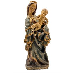 Wooden carved Madonna and Child H48cm