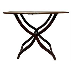 Late 19th century mahogany coaching table, raised on a folding X frame