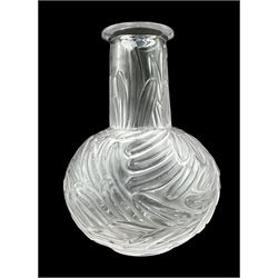 Lalique style frosted glass bottle vase, H13cm 