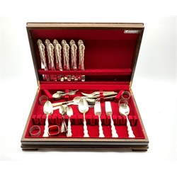 Oneida Community silver-plated Beethoven pattern cutlery for six covers, forty four pieces in walnut case and some additional pieces of assorted cutlery