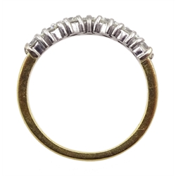 18ct gold seven stone round brilliant cut diamond wishbone ring, London 1997, total diamond weight approx 0.70 carat