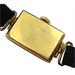 Early 20th century 18ct gold ladies manual wind wristwatch, on black ribbon strap, London import marks 1925, with a gold expanding bracelet with engraved decoration, stamped 18ct