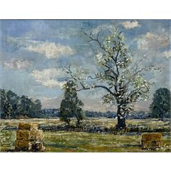 Smythe (British mid 20th century): Cotswolds Rural Landscape, oil on board signed 39cm x 50cm