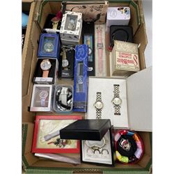 Quantity of Disney and other wristwatches including Star Wars, together with some empty watch boxes in a Disney themed box