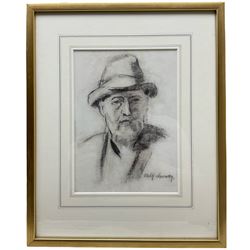 Philip Naviasky (Northern British 1894-1983): Self Portrait, charcoal sketch signed, 23cm x 16.5cm