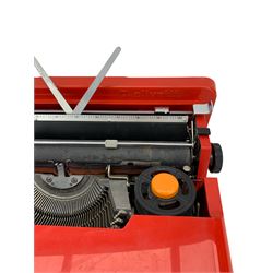 1960s red plastic Olivetti Valentine portable typewriter, designed by Ettore Sottsass & Perry King, in original case