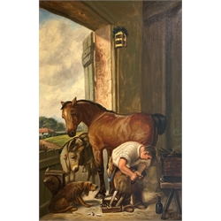 J. Howard -  Outside The Inn and The Blacksmiths, oils on canvas a pair signed, each 75cm x 50cm 
