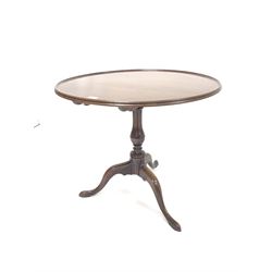 Late 19th century Georgian style mahogany tripod table, the circular tilt top with moulded edge over  turned column and three splayed supports D80cm, H72cm