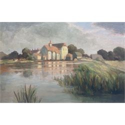 Owen Bowen (Staithes Group 1873-1967): Riverside Manor in Summer, oil on board signed 50cm x 74cm