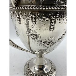 Victorian silver two handled cup and cover 'Presented to the Officers Mess 6th West York Regt. of Militia' by Captain C W Danbury with Duke of Wellington's Regiment crest on pedestal foot H30cm London 1874 Maker Charles Stuart Harris 22oz