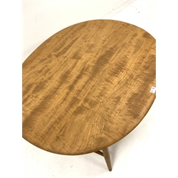 ercol light elm oval coffee table with undertier, 99cm x 83cm, H44cm