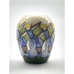  Moorcroft vase decorated in the 'Eight Maids a Milking' pattern from the twelve days of Christmas series designed by Kerry Goodwin H9cm  