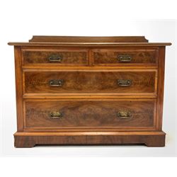 Edwardian walnut chest fitted with two short and two long drawers W119cm, H91cm, D52cm