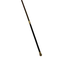 19th century ladies riding plaited leather whip with embossed gold plated pommel and collar, L82cm approx.
