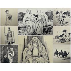 Helen Jacobs BWS (British 1888-1970): 'Jesus in Palestine', collection of twenty pen and ink illustrations, illustrated in Freda Collins' book of the same title pub. 1948, max 27cm x 17cm (approx. 40) (unframed)