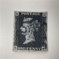 Queen Victoria penny black stamp, black MX cancel