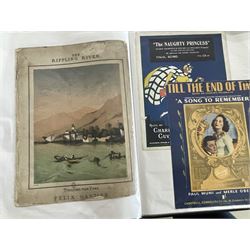 An album of Victorian and later sheet music covers to include The Lark's Flight by Elile Braga, The Nightingale Waltz, The Rippling River, Figaro Polka, Singing to you and many others (approx 38 plus some later printed copies). Provenance: From the Estate of a Local private collector 