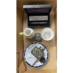 Silver Yard o' Led propelling pencil, boxed, millefiore paperweight, Worcester jug, Derby commemorative beaker etc