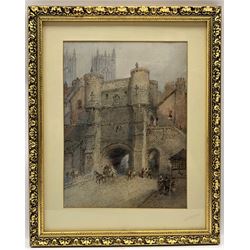 Paul Marny (French/British 1829-1914): Bootham Bar York, watercolour signed 29cm x 21cm