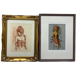 English School (20th century): Female Studies, two pastels signed indistinctly max 31cm x 23cm(2) 