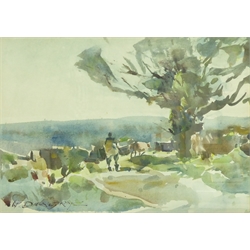  William B Dealtry (British 1915-2007): Herding Cattle, watercolour signed 20cm x 28cm  