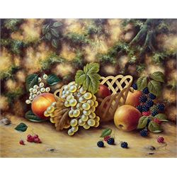 John F Smith (British 1934-): Still Life of Fruit, oil on board signed 40cm x 50cm
Notes: Smith was a porcelain artist for Royal Worcester between 1950-1971