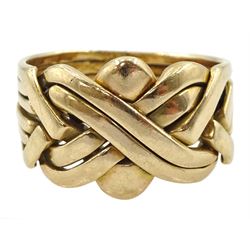 9ct gold puzzle ring, stamped 375
