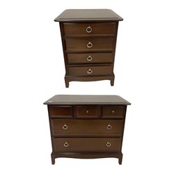 Stag - comprising of one chest of drawers, fitted with four drawers and a chest with three small and two long drawers 