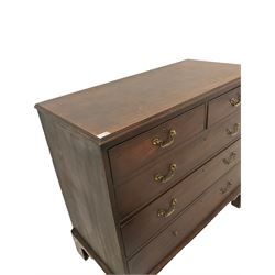 Georgian mahogany chest of drawers, the rectangular top with moulded edge over two short and three long graduated oak lined drawers, raised on bracket supports 
