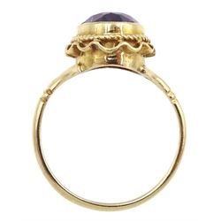 9ct gold single stone oval amethyst ring, Birmingham 1969