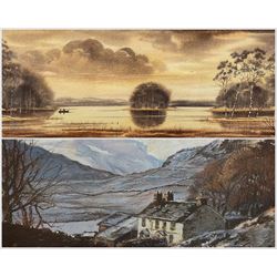 David Newbould (British 1938-2018): 'Blea Tarn Lakeland', pastel signed 29cm x 39cm; George 'Griff' Griffiths (British 1939-2017): 'Tranquil Mood', watercolour signed, titled and dated 1981 verso 17cm x 54cm (2)