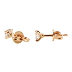 Pair of 18ct rose gold diamond stud earrings, total diamond weight approx 0.40 carat