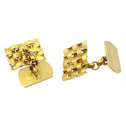 Pair of 9ct gold weave design cufflinks