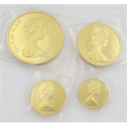 Queen Elizabeth II Isle of Man 1973 gold four coin set, cased