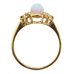 9ct gold opal and cubic zirconia ring, hallmarked