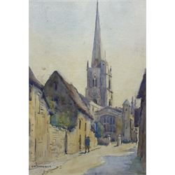 R M Vavasour (British Early 20th century): Church in Oxford, watercolour signed 26cm x 18cm