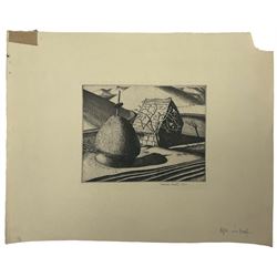 Frederick George Austin (British 1902-1990): 'Haystacks - Roman Campagna', drypoint etching signed and dated 1927 in pencil 11cm x 14cm (unframed)
Provenance: direct from the granddaughter of the artist