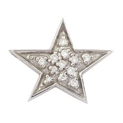 14ct white gold pave set diamond star pendant