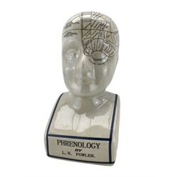 Ceramic Phrenology bust after L.N. Fowler, with crackle glaze finish, H29cm