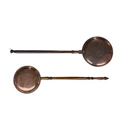 Two 19th century copper warming pans (2)