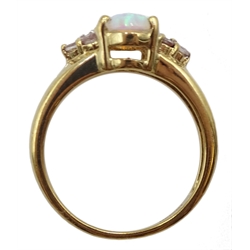 9ct gold opal and white topaz ring, hallmarked
