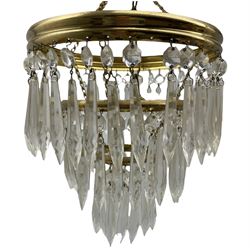 Gilt brass bag chandelier H33cm including chain