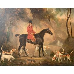 English Naïve School (19th century): 'Jimmy Gowland Huntsman of the Sinnington Hunt', oil on canvas unsigned  88cm x 109cm  
Provenance: 3rd Earl of Feversham