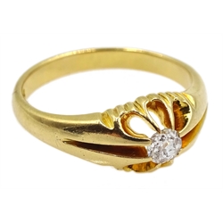 Early 20th century gold single stone old cut diamond ring, stamped 18ct, makers mark H & S, diamond approx 0.10 carat