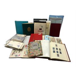 Great British and World stamps including Ceylon imperf issues, Cape of Good Hope, Bahamas, British Honduras, Canada, Cuba, India, Jersey, Greece, Hong Kong, Sarawak, etc, airmail envelopes, postal history items and a small number of trade cards, in one box 